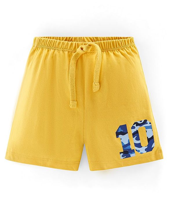 Babyhug Cotton Mid Thigh Length Shorts Number Print Pack of 3 - Yellow Black  &  Blue
