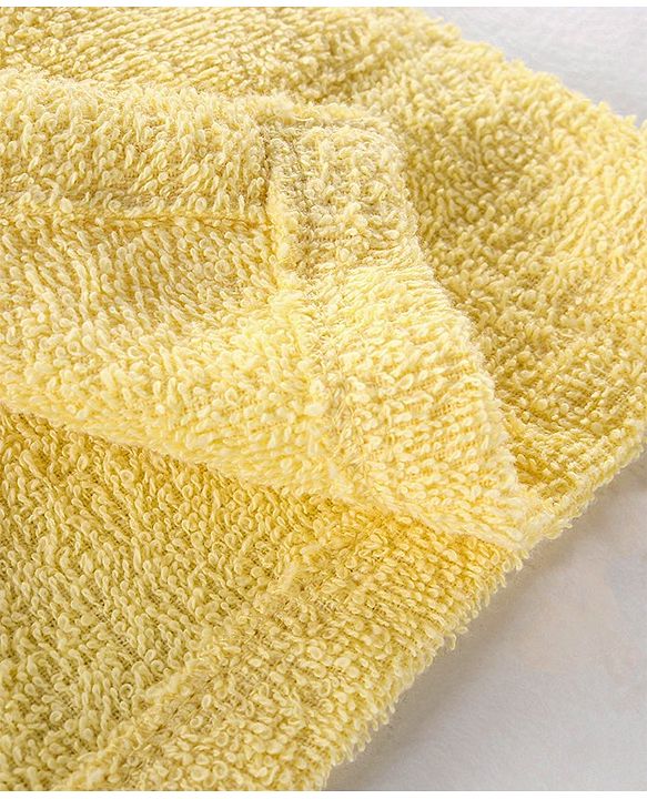 Babyhug Knit Terry Full Sleeves Hooded Bath Robe Lion Embroidered - Yellow