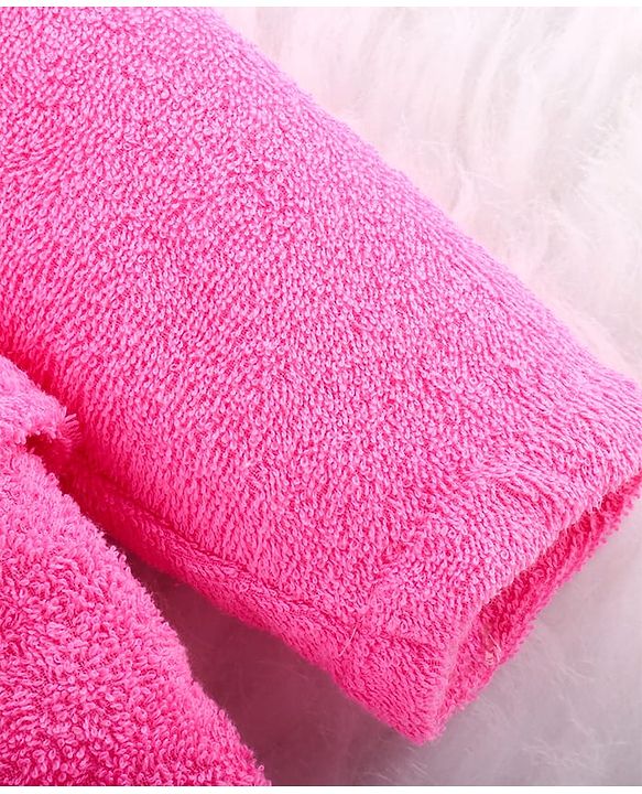 Babyhug Woven Terry Full Sleeves Hooded Bath Robe Princess Patch - Pink