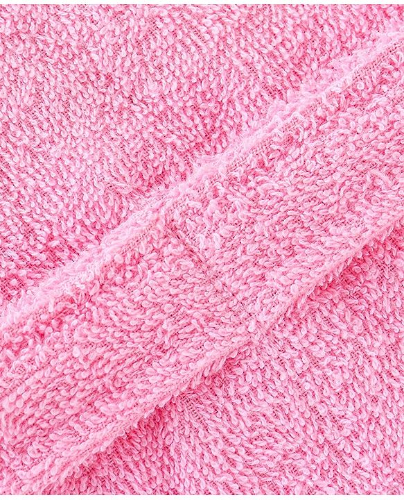 Babyhug Woven Terry Full Sleeves Hooded Bath Robe Princess Patch - Pink