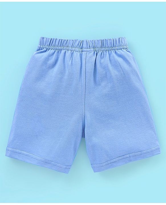 Babyhug Cotton Shorts Striped & Taxi Printed Pack of 3 - Yellow White & Blue