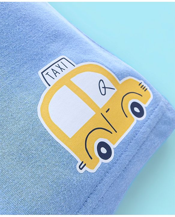 Babyhug Cotton Shorts Striped & Taxi Printed Pack of 3 - Yellow White & Blue