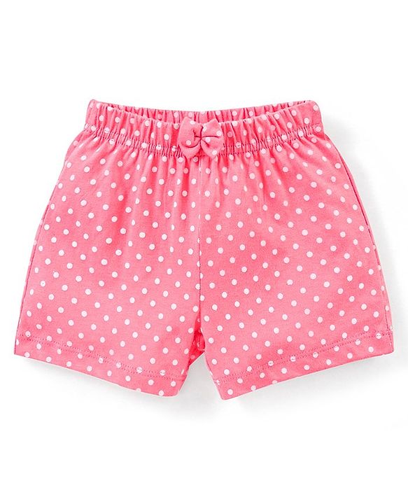 Babyhug Cotton Mid Thigh Length Shorts Polka Dots & Cherry Printed Pack of 3 - Pink White & Peach