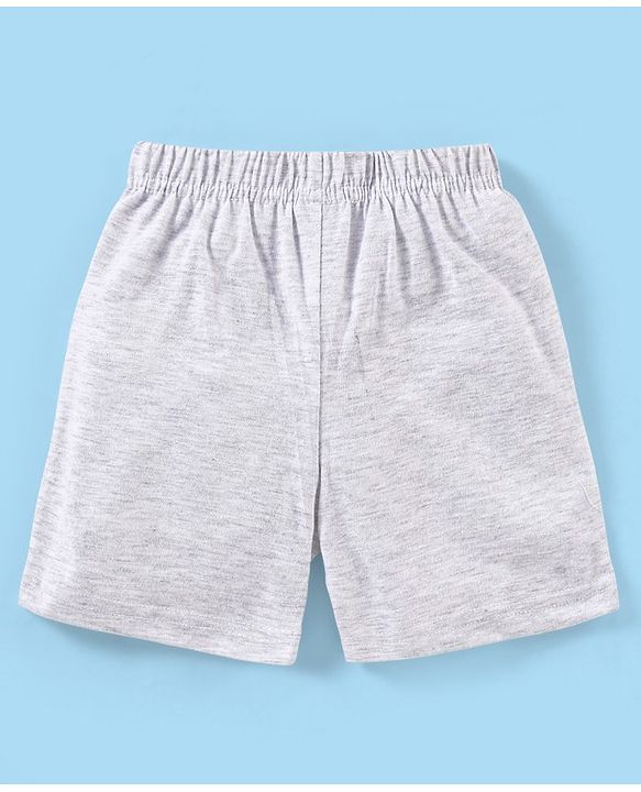 Babyhug Cotton Knit Above Knee Length Lion Printed Shorts - Grey