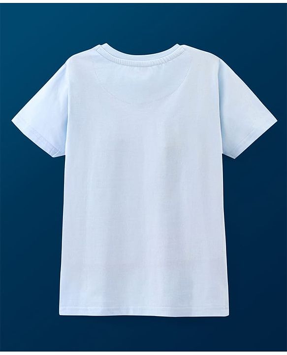 Pine Kids Half Sleeves Puff Print Bio Wash T-Shirt - Light Blue