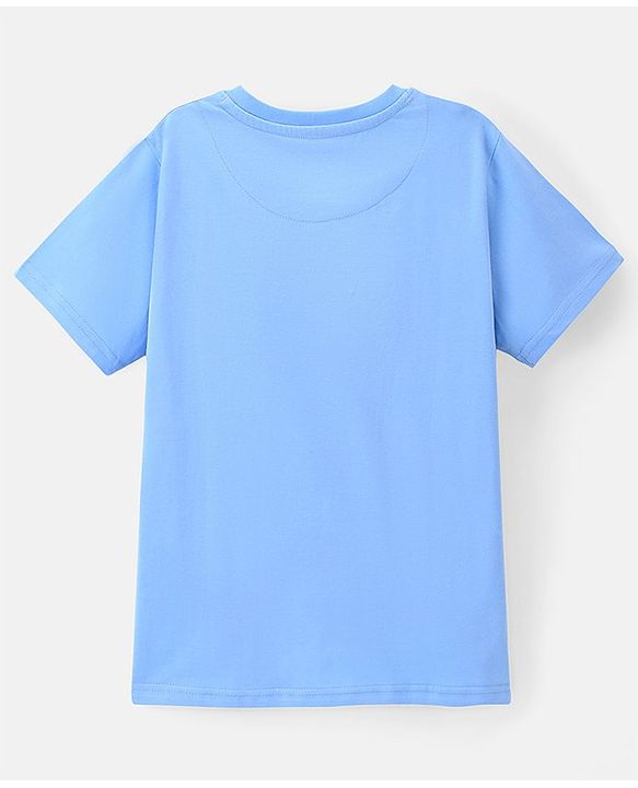 Pine Kids 100% Cotton Half Sleeves Biowashed T-Shirt Beach Print - Blue