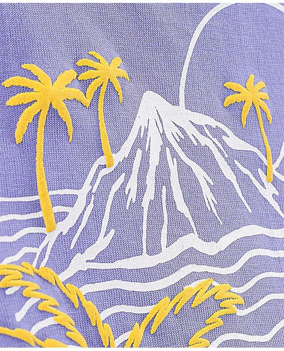 Pine Kids 100% Cotton Bio Washed Sleeveless Hooded T-Shirt With Embroidery- Purple