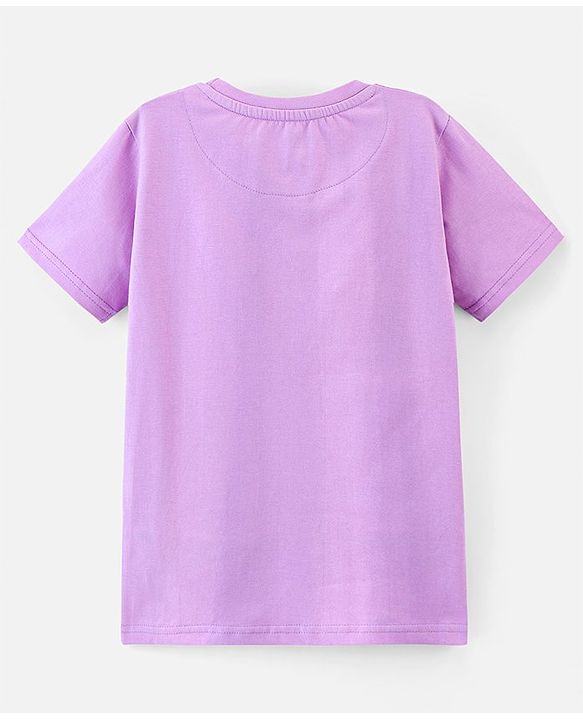 Pine Kids 100% Cotton Biowahshed Half Sleeves T- Shirt Text Print - Purple