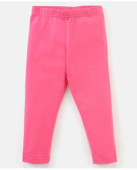 Babyhug Cotton Lycra Full Length Solid Leggings - Pink