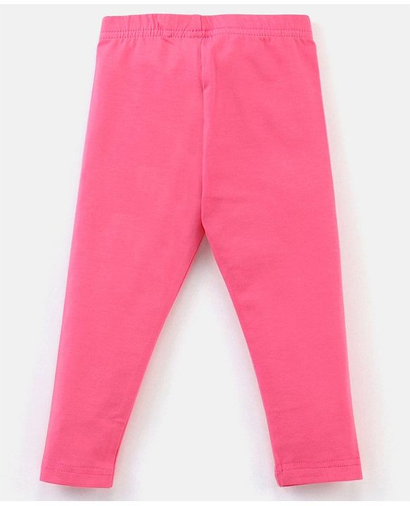 Babyhug Cotton Lycra Full Length Solid Leggings - Pink
