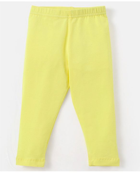 Babyhug Cotton Lycra Full Length Solid Color Leggings - Yellow