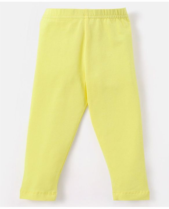 Babyhug Cotton Lycra Full Length Solid Color Leggings - Yellow