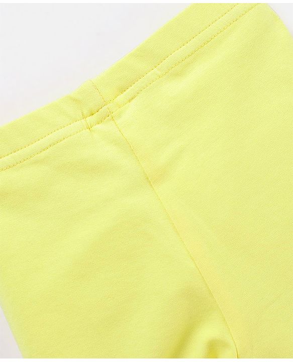 Babyhug Cotton Lycra Full Length Solid Color Leggings - Yellow