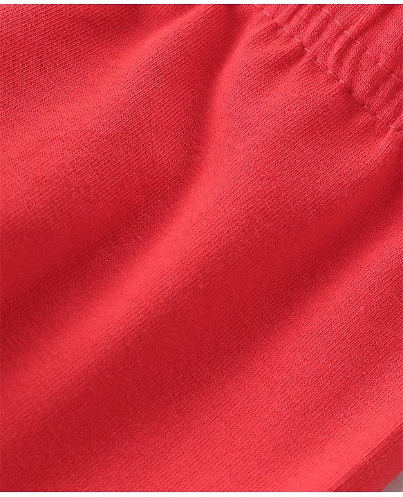 Babyhug Cotton Lycra Full Length Solid Leggings - Red