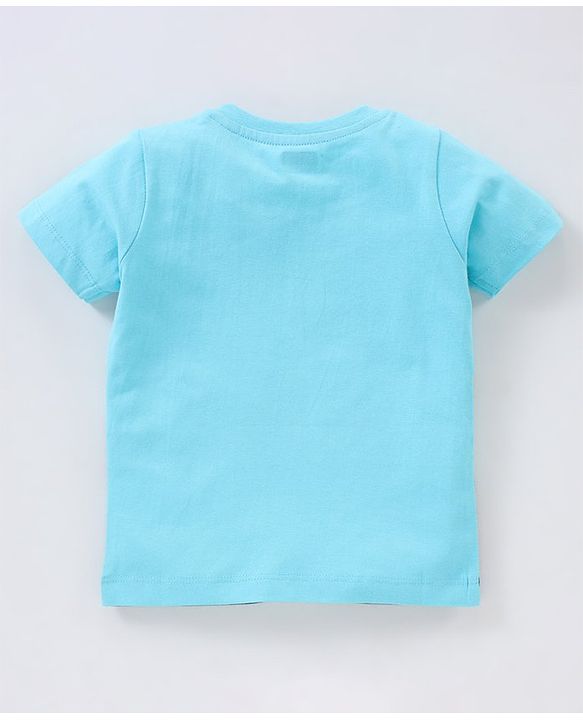 Babyhug Cotton Knit Half Sleeves Dino Printed T-Shirt - Blue