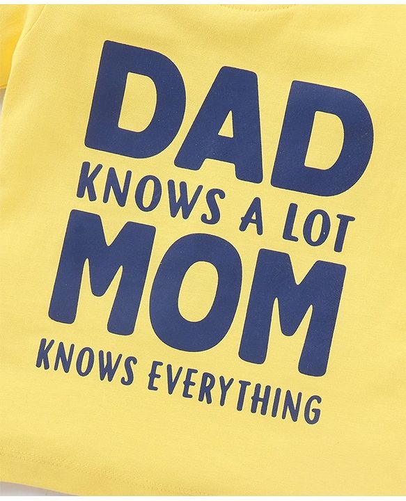 Babyhug Cotton Jersey Half Sleeves T-Shirt Text Printed - Yellow