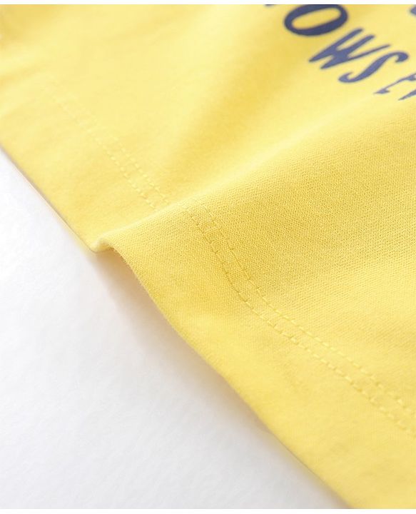 Babyhug Cotton Jersey Half Sleeves T-Shirt Text Printed - Yellow