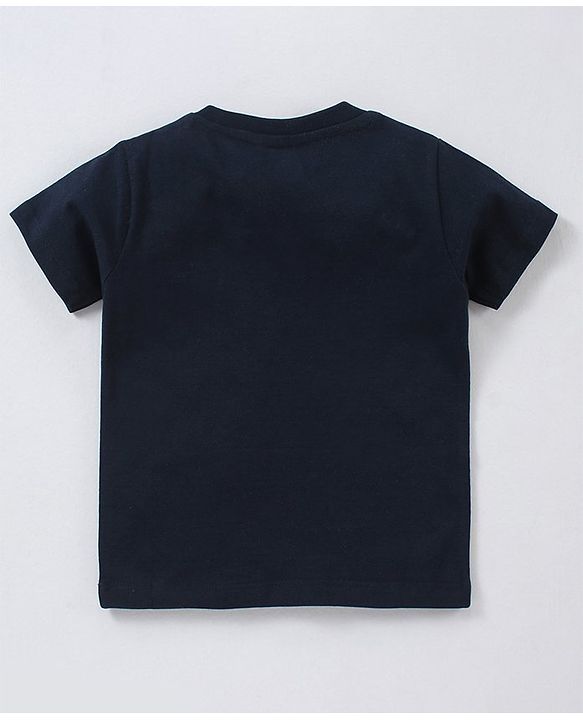 Babyhug Cotton Half Sleeves T-Shirt Text Print - Navy Blue