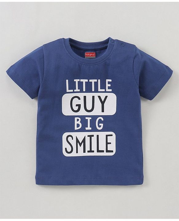 Babyhug Cotton Half Sleeves Text Print T-Shirt - Blue