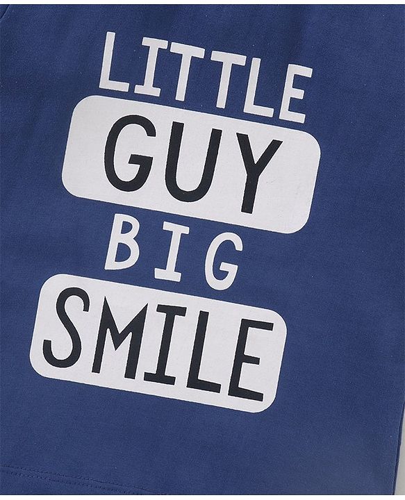 Babyhug Cotton Half Sleeves Text Print T-Shirt - Blue