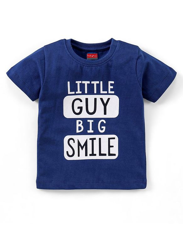 Babyhug Cotton Half Sleeves Text Print T-Shirt - Blue