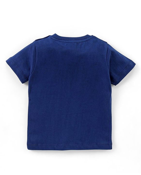 Babyhug Cotton Half Sleeves Text Print T-Shirt - Blue
