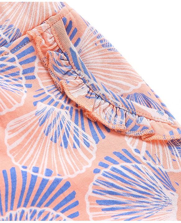 Babyhug Cotton Knit Shorts Shell Print - Peach
