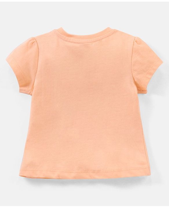Babyhug Cotton Half Sleeves Night Suit Bunny Print- Peach