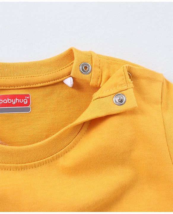 Babyhug Cotton Half Sleeves T-Shirt Aeroplane Print - Yellow