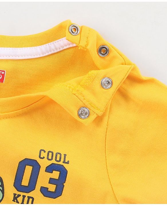 Babyhug Cotton Jersey Half Sleeves T-Shirt Text Printed - Yellow