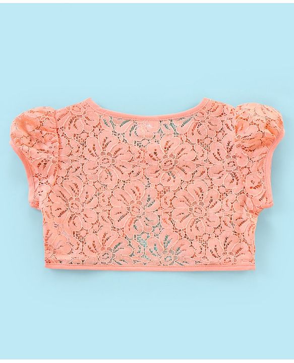 Babyhug 100% Cotton Sleeveless Floral Print Frock with Lace Shrug - White & peach