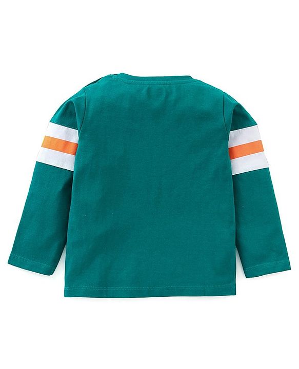 Babyhug Cotton Jersey Knit Full Sleeves T-Shirt with Text Print - Teal