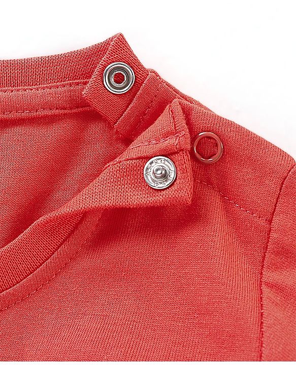Babyhug Cotton Jersey Knit Full Sleeves T-Shirt with Text Print - Light Red