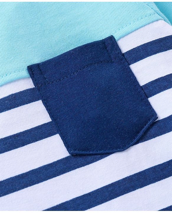 Babyhug Half Sleeves Cotton Striped T-Shirt - Blue White