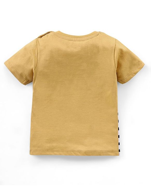Babyhug Cotton Jersey Knit Half Sleeves Striped T-Shirt - Yellow & White