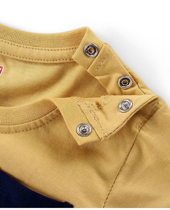 Babyhug Cotton Jersey Knit Half Sleeves Striped T-Shirt - Yellow & White