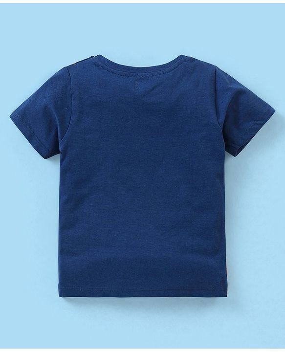 Babyhug Cotton Half Sleeves T-Shirt Text & Stripes Print Pack of 3 -Blue & Red