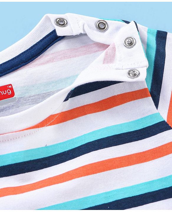Babyhug Cotton Half Sleeves T-Shirt Text & Stripes Print Pack of 3 -Blue & Red
