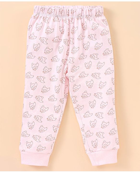Babyhug Cotton Full Sleeves Night Suit Bambi Print- Peach