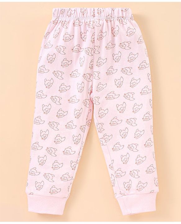 Babyhug Cotton Full Sleeves Night Suit Bambi Print- Peach