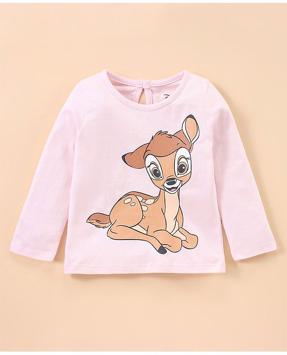 Babyhug Cotton Full Sleeves Night Suit Bambi Print- Peach