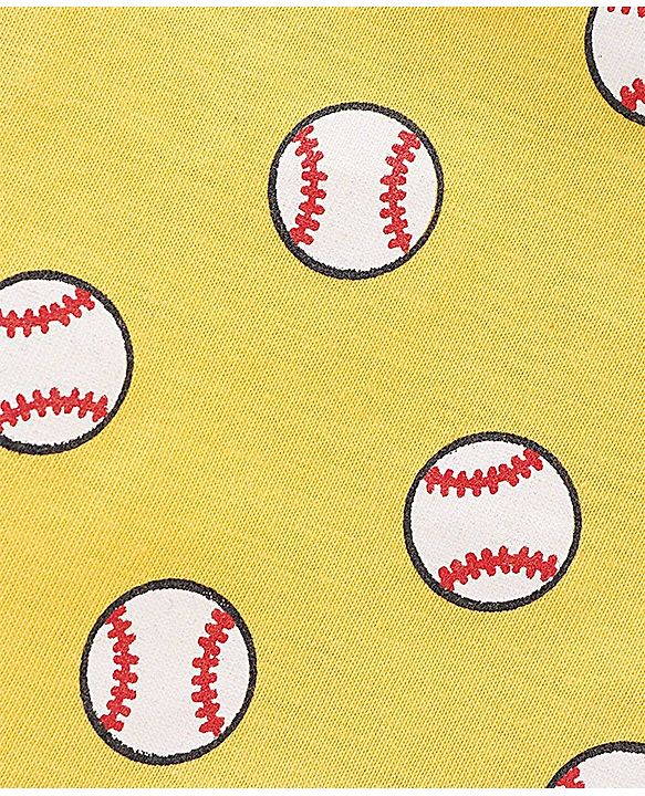 Babyhug Cotton Knit Half Sleeves T-Shirts Stripes & Baseball Print Pack of 3 - Blue White & Yellow
