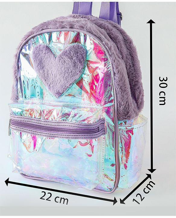 Pine Kids Free Size Fashion Backpack With Heart Applique - Purple