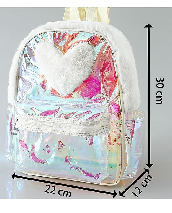 Pine Kids Free Size Fashion Backpack With Heart Applique - White