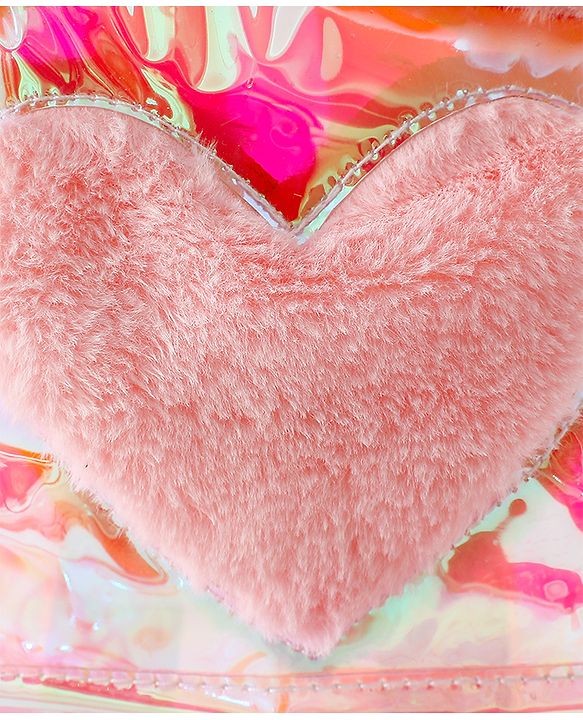 Pine Kids Free Size Fashion Backpack With Heart Applique - Pink