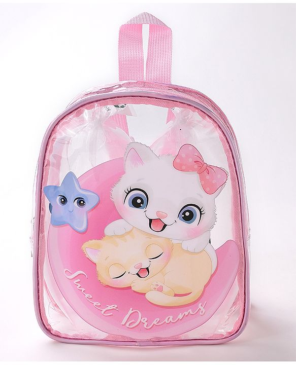 Babyhug Kitty Print Fashion Backpacks - Pink