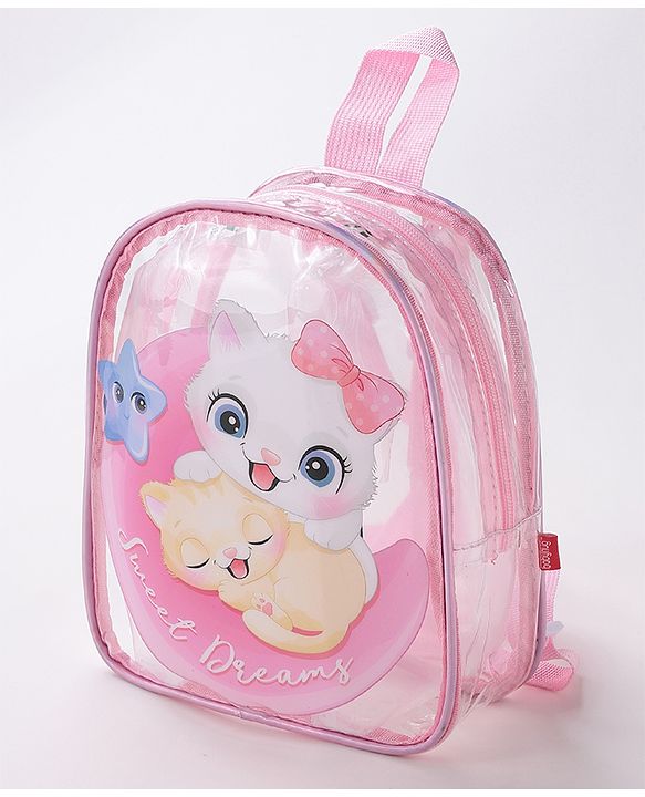 Babyhug Kitty Print Fashion Backpacks - Pink