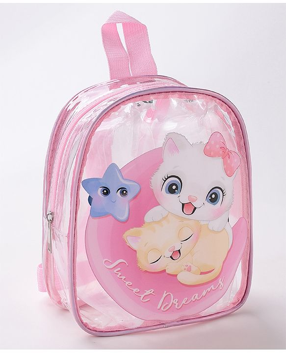 Babyhug Kitty Print Fashion Backpacks - Pink