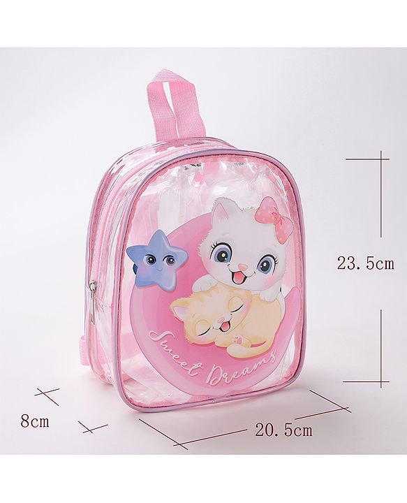 Babyhug Kitty Print Fashion Backpacks - Pink