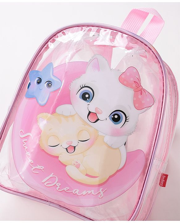 Babyhug Kitty Print Fashion Backpacks - Pink